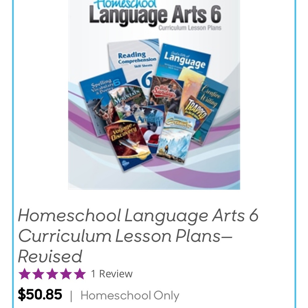 Homeschool Language Arts 6 Curriculum Lesson Plans